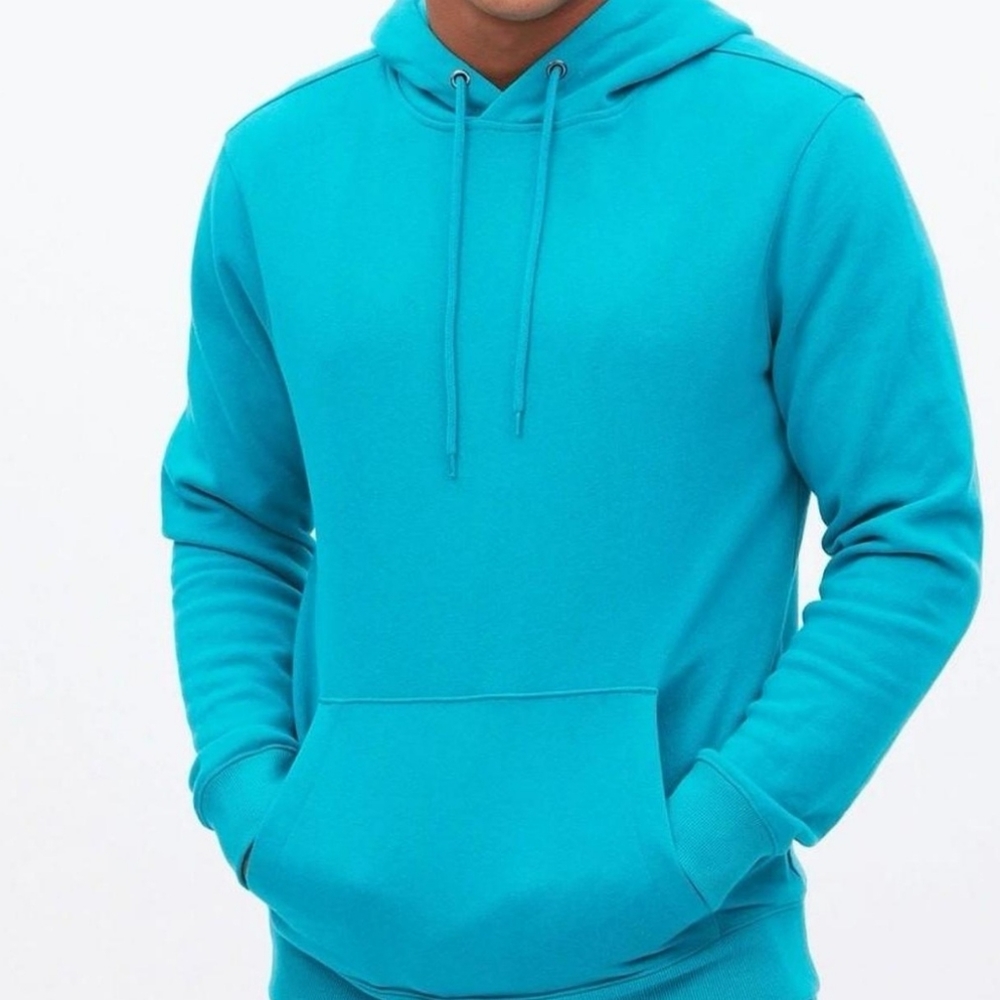 Colorblock yellow blue pink hoodie in size small. *Model wears a similar color*
